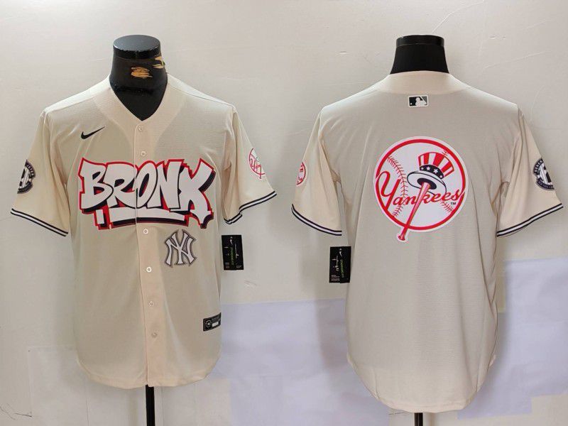 Men New York Yankees Blank Cream joint name 2024 Nike MLB Jersey style 17